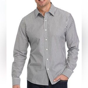 Michael Kors mens long sleeve black & white pinstripe long sleeve button down